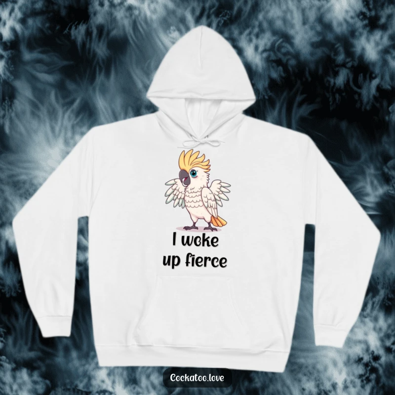 Funny Proud Cockatoo Hoodie with a magnificent cockatoo striking a dramatic pose, exuding confidence and style.