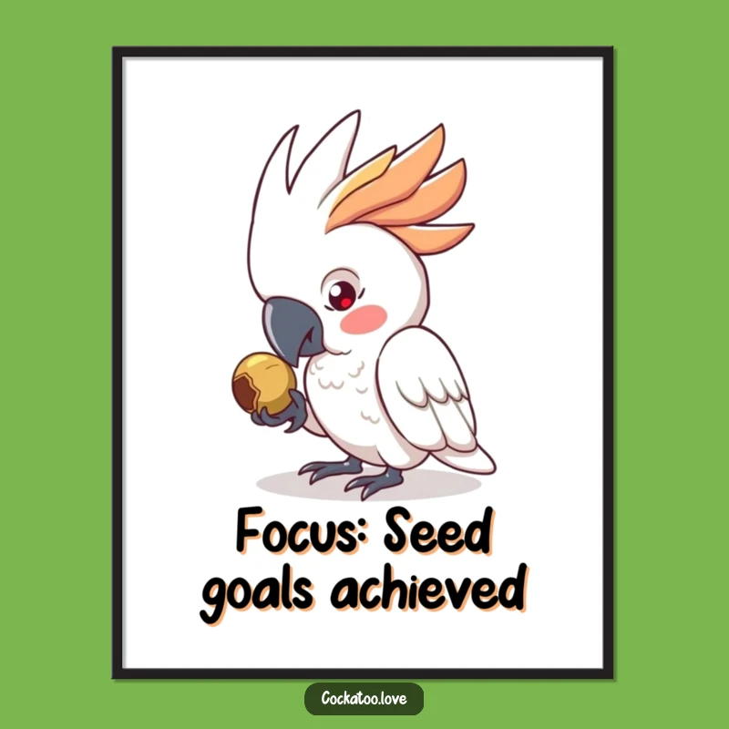 Funny Free Printable Wall Art: Focused Cockatoo, Downloadable Decor for Bird Lovers