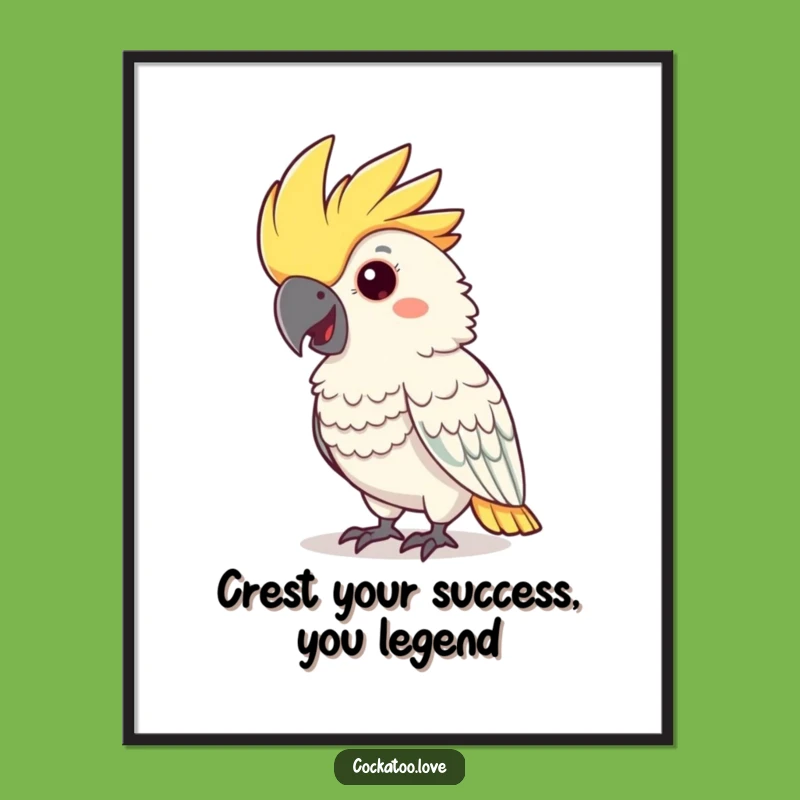 Free Printable Wall Art: Cheerful Cockatoo Nodding Funny Downloadable Art