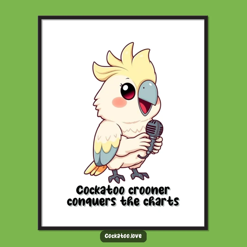 Free Printable Wall Art: Smiling Cockatoo Singing Funny Downloadable Art