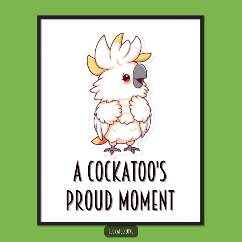 Funny Free Printable Wall Art: Fluffy Cockatoo Delight Art Downloadable Gift