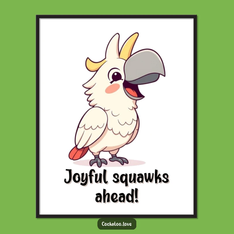 Funny Free Printable Wall Art: Happy Cockatoo Squawk, Downloadable Decor for Joy