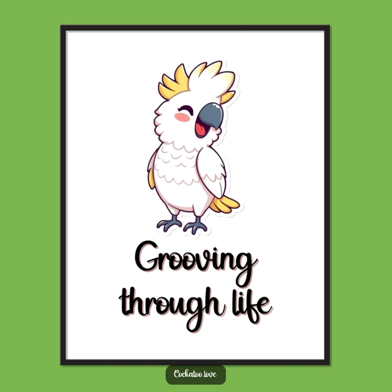 Funny Free Printable Wall Art: Bobbing Cockatoo, Downloadable Decor with a Smile