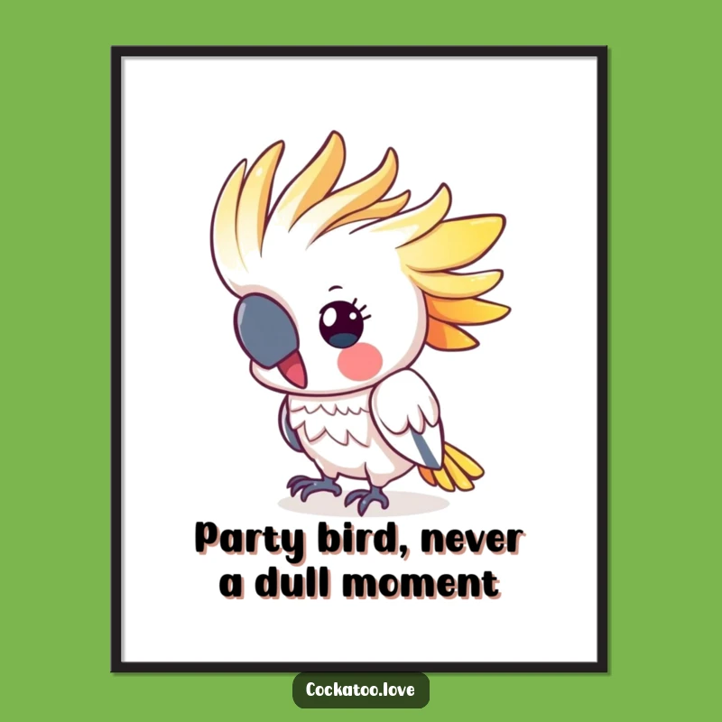 Free Printable Wall Art: Cute Cockatoo Bobbing Head Funny Downloadable Decor