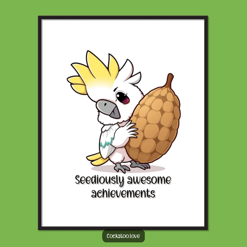 Funny Free Printable Cockatoo Wall Art: Determined Seed Cracker Laughing Downloadable Decor