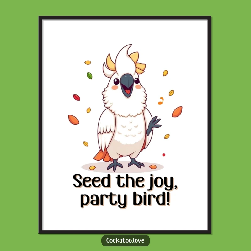 Free Printable Wall Art: Cheerful Juggling Cockatoo - Funny Bird Art for Your Home