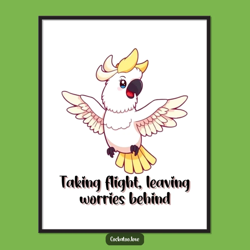 Free Printable Wall Art: Flying Cockatoo Funny Downloadable Decor