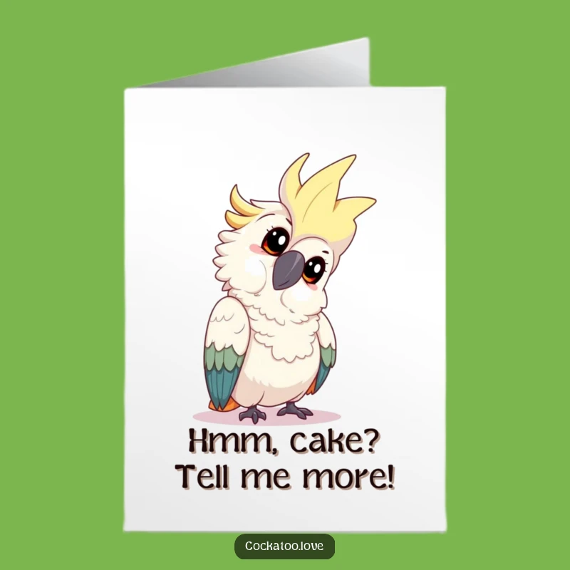 Free Printable Birthday Card: Curious Cockatoo Funny Downloadable Gift