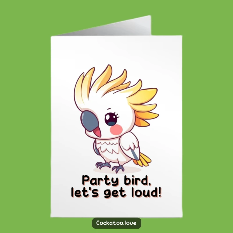 Free Printable Birthday Card: Cute Cockatoo Bobbing Head Funny Downloadable Gift