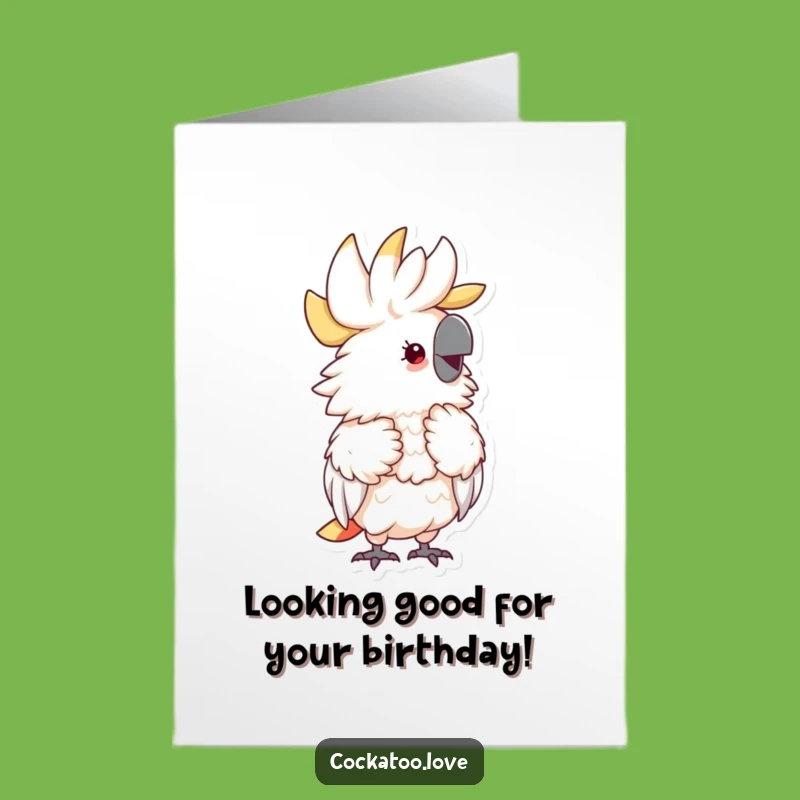 Free Printable Birthday Card: Fluffy Cockatoo Delight Funny Downloadable Gift