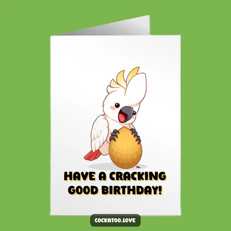 Free Printable Birthday Card: Happy Cockatoo - Joyful Seed Pecking Design