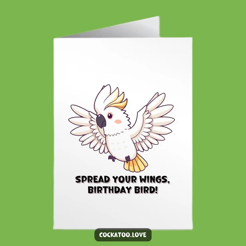 Free Printable Birthday Card: Flying Cockatoo - Soaring Wishes!