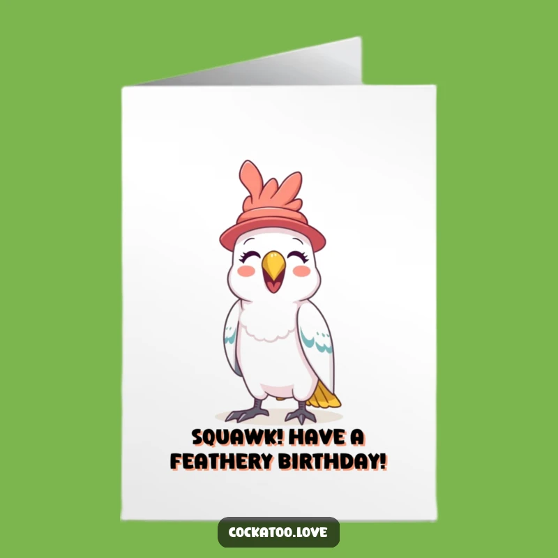 Free Printable Birthday Card: Funny Squawking Cockatoo with Hat, Perfect DIY Gift!
