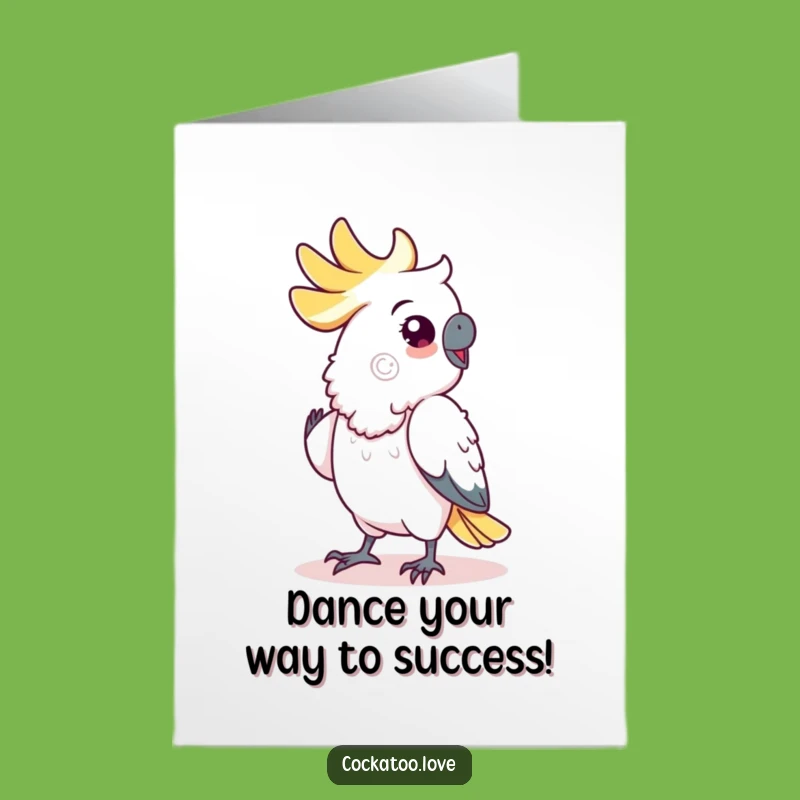 Free Printable Funny Cockatoo Congrats Card: Shuffle Dance Celebration Downloadable Gift