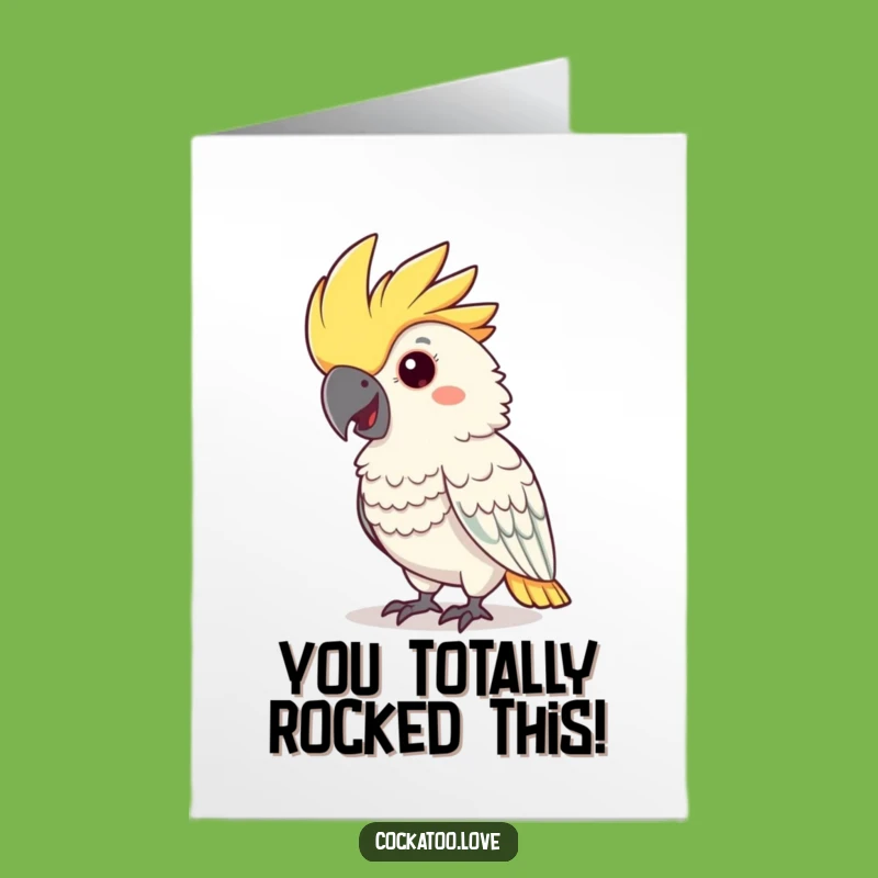 Free Printable Congrats Card: Cheerful Cockatoo Nodding Funny Downloadable Gift