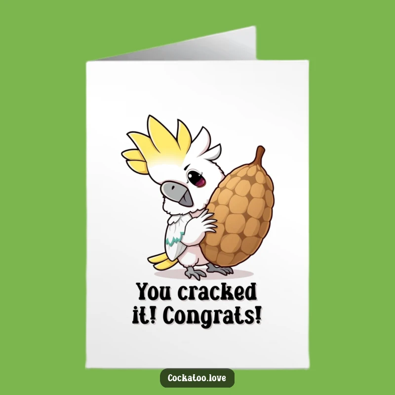 Free Printable Funny Cockatoo Congratulations Card: Seed Cracker Success Downloadable Gift