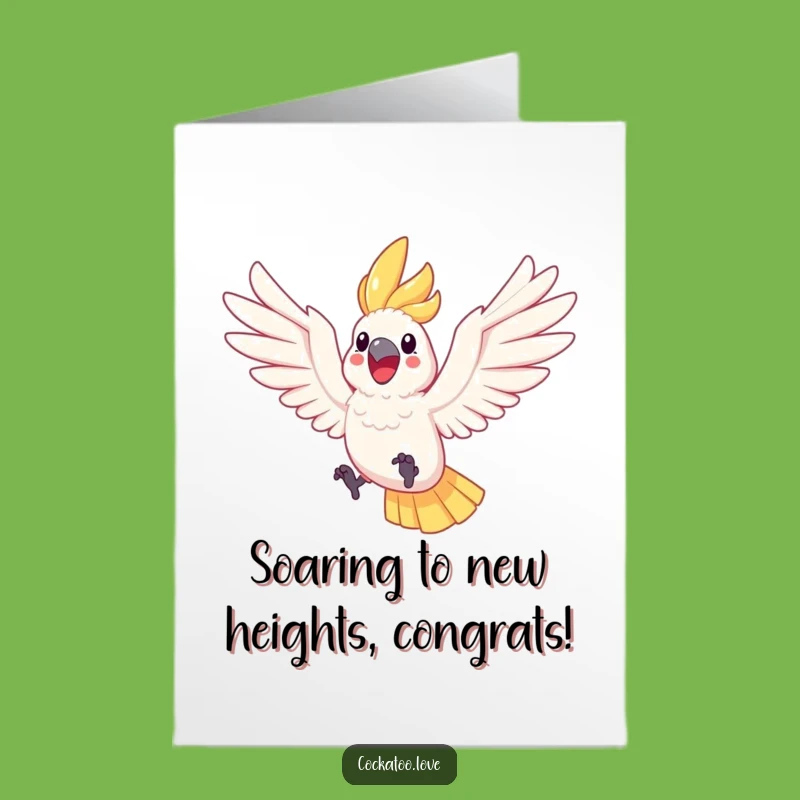 Free Printable Congrats Card: Leaping Cockatoo Celebrates Success, Downloadable Joy!