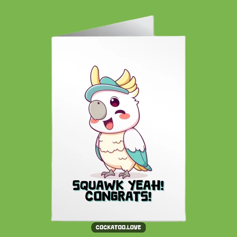 Free Printable Congrats Card: Joyful Cockatoo Funny Downloadable Gift