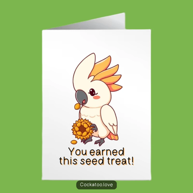 Free Printable Congrats Card: Cockatoo Offers Treat - Joyful Downloadable