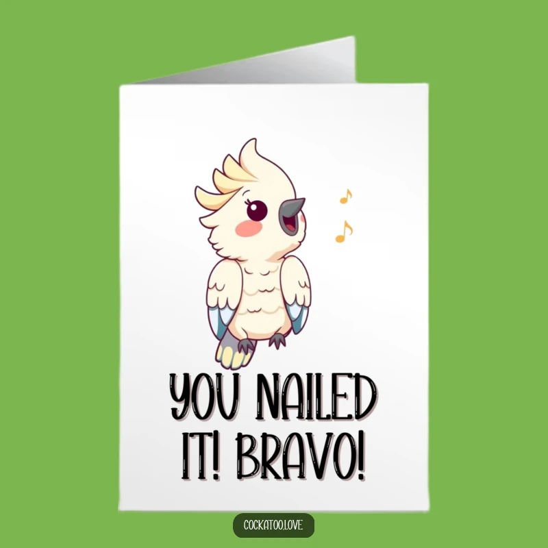 Free Printable Congrats Card: Happy Whistling Cockatoo - Celebrate Joy!