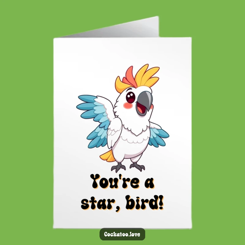 Free Printable Funny Cockatoo Congrats Card: Quirky Pose Celebration Downloadable Gift
