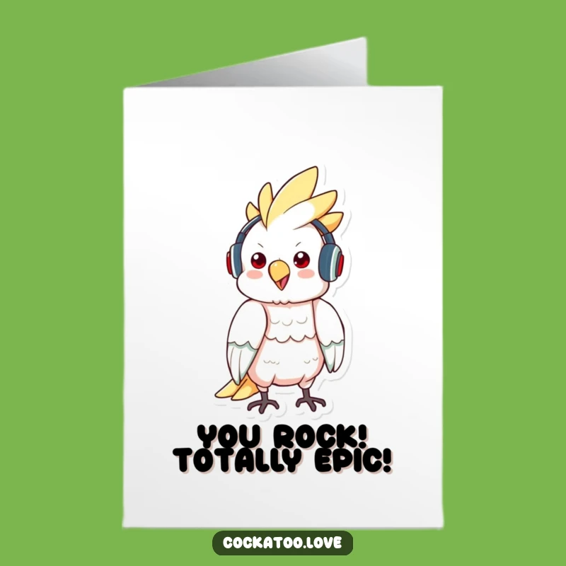 Free Printable Congrats Card: Groovy Cockatoo, Downloadable Celebration Music Gift