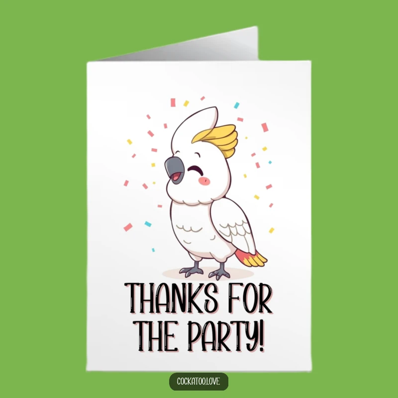 Free Printable Funny Cockatoo Thank You Card: Confetti Smile Gratitude Downloadable Gift