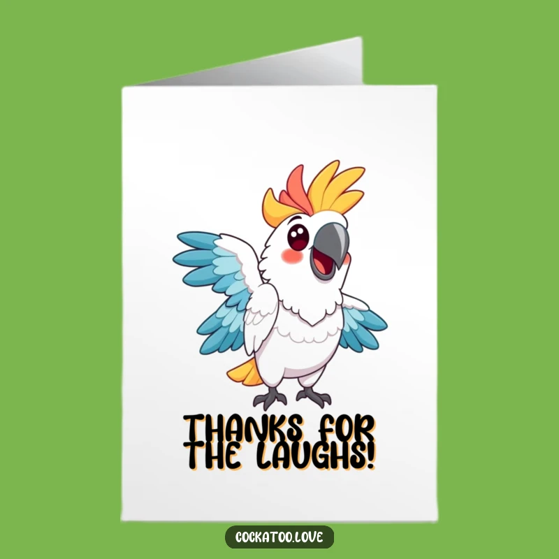 Free Printable Funny Cockatoo Thank You Card: Quirky Pose Gratitude Downloadable Gift