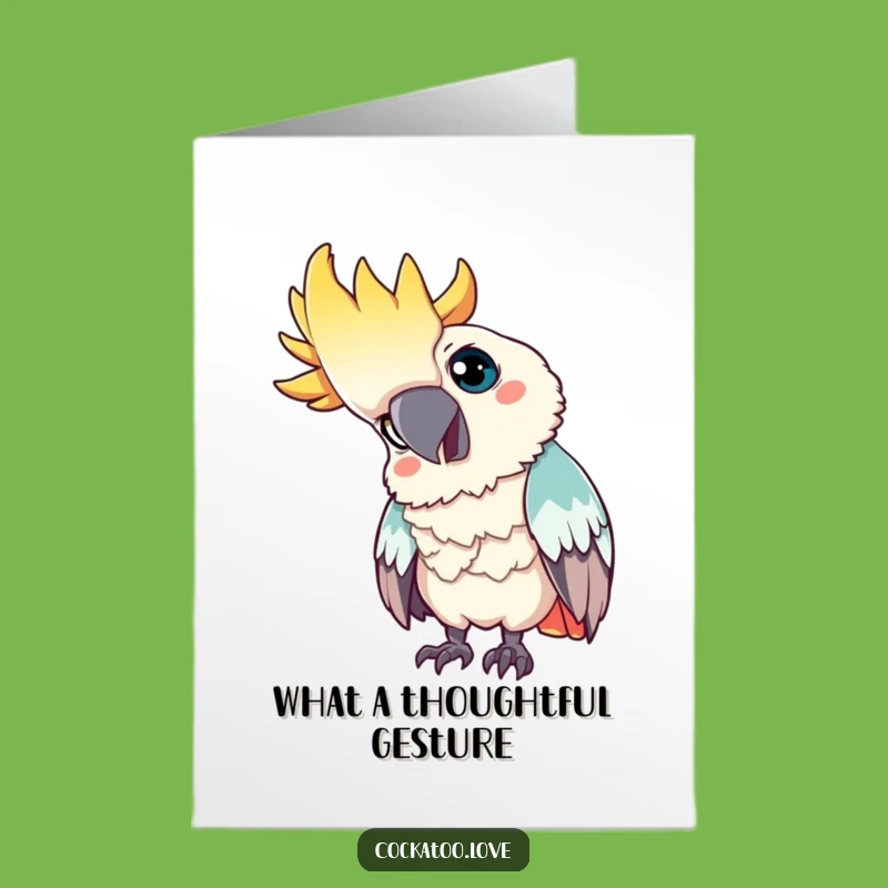Free Printable Thank You Card: Curious Cockatoo Head Tilt for Thoughtful Downloadable Gift