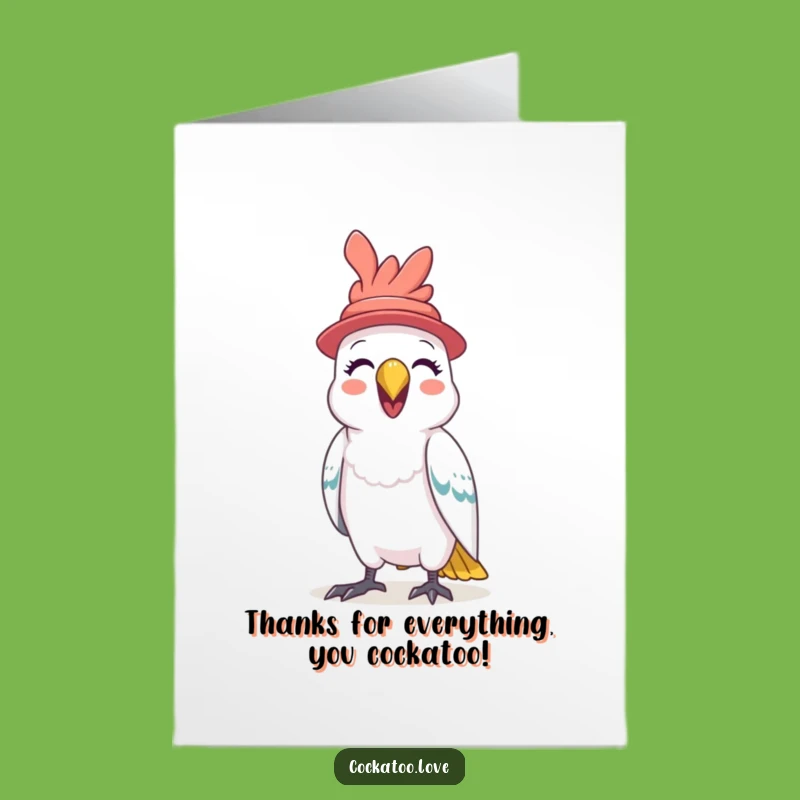 Free Printable Thank You Card: Giggling Cockatoo Expresses Gratitude, Easy Download!