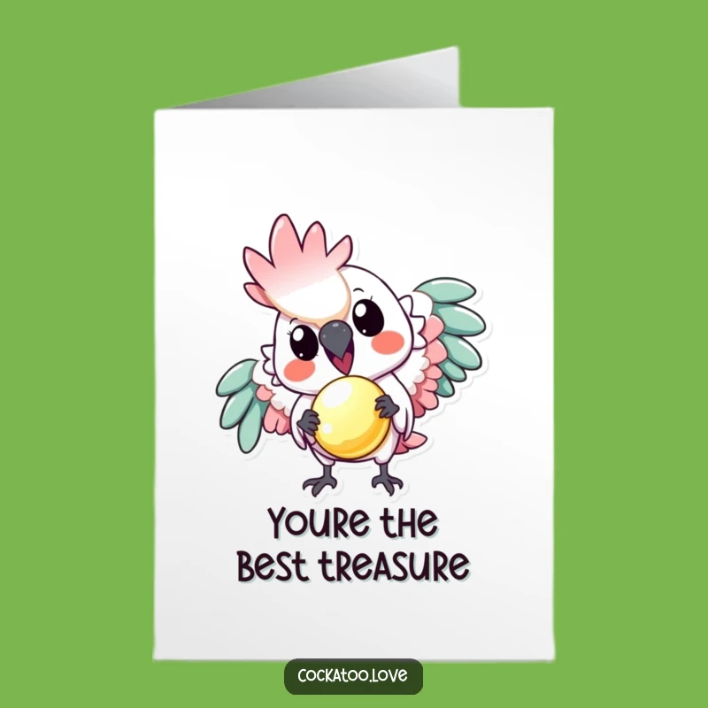 Free Printable Thank You Card: Playful Cockatoo Shiny Object for Grateful Downloadable Gift