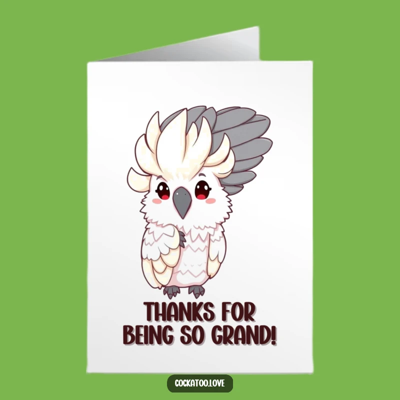Free Printable Thank You Card: Shy Cockatoo - Grateful Downloadable Note!