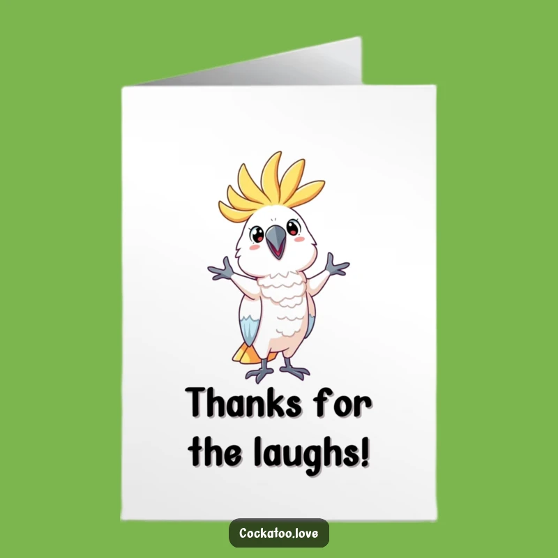 Free Printable Thank You Card: Silly Cockatoo, Funny Downloadable for Grateful Giggles