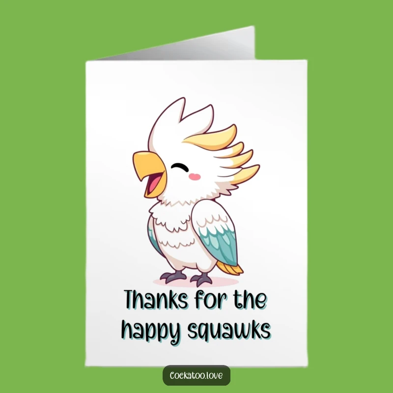 Free Printable Thank You Card: Squawking Cockatoo Funny Downloadable Note
