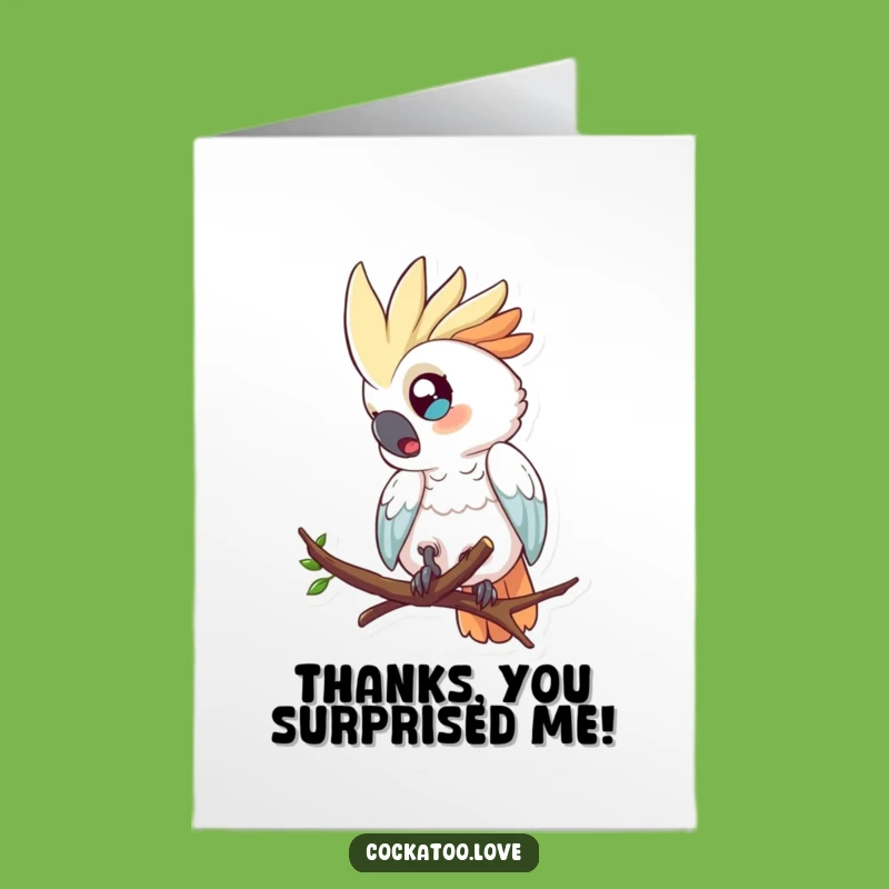 Free Printable Thank You Card: Surprised Cockatoo Funny Downloadable Gift