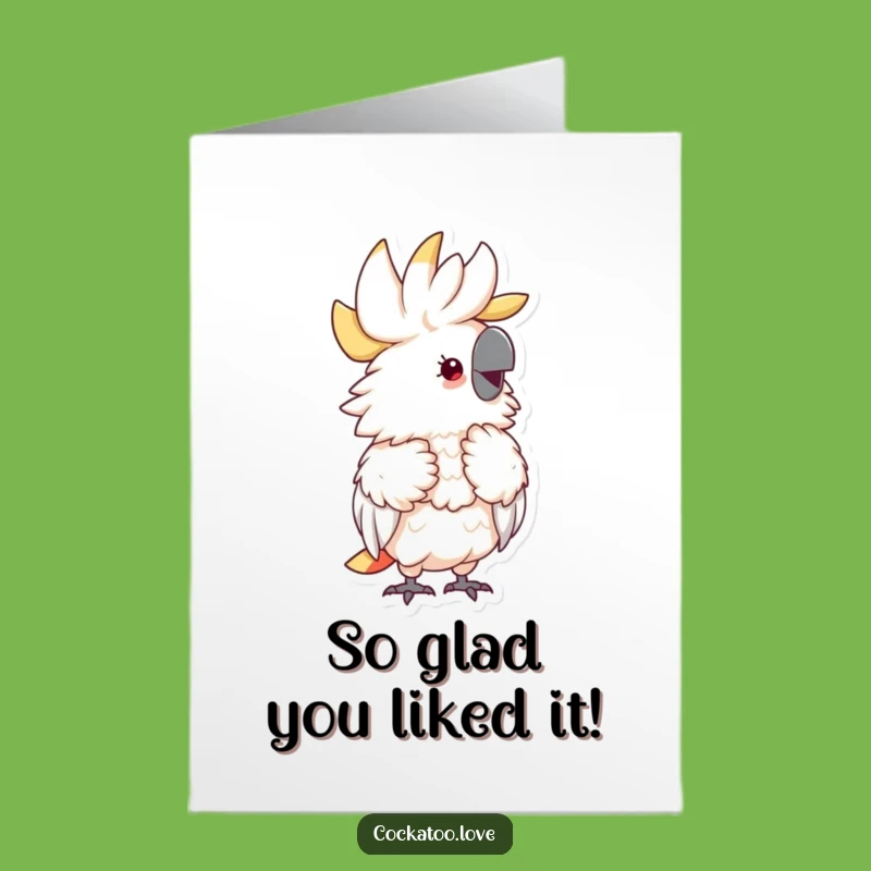 Free Printable Thank You Card: Fluffy Cockatoo Delight Funny Downloadable Gift