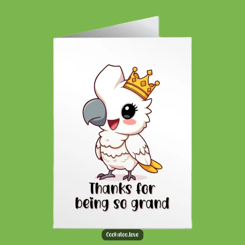 Humorous Free Printable Thank You Cockatoo Card: Royal Bird Crown - Print at Home