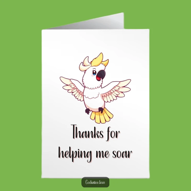 Free Printable Thank You Card: Flying Cockatoo Funny Downloadable Note
