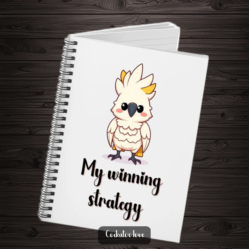 Funny Determined Cockatoo Notebook: A notebook with a cockatoo character standing tall and puffing its chest, ideal for plans.