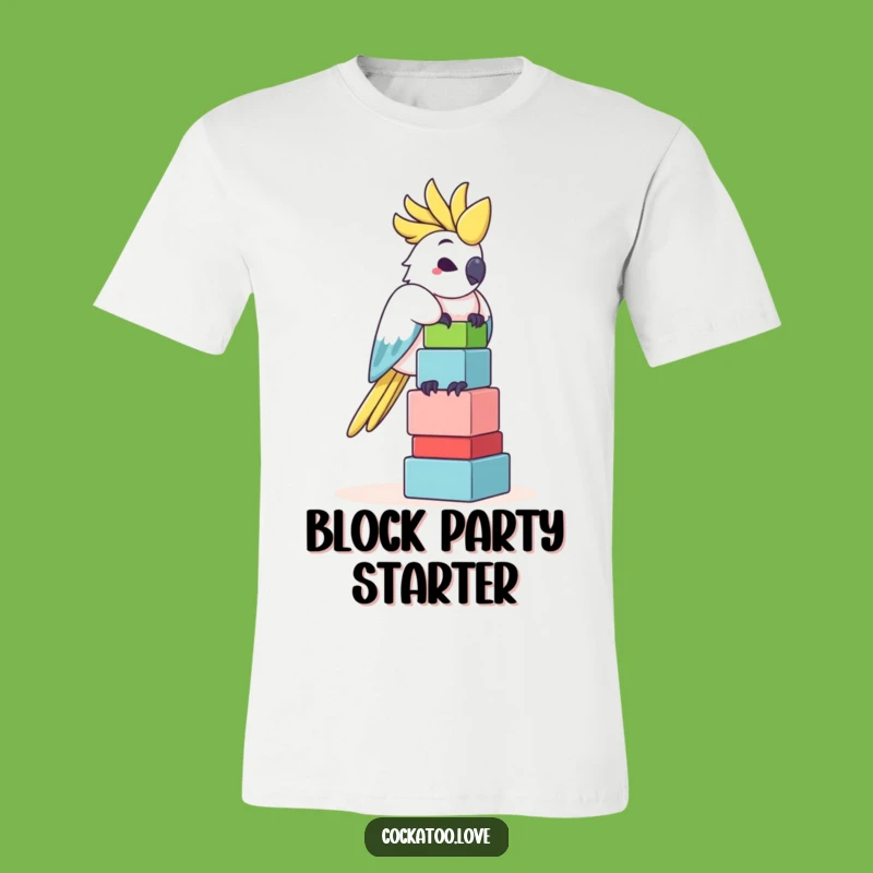 Funny Cockatoo Block Tower T-Shirt - Comical Bird T-Shirt, Perfect Funny Gift