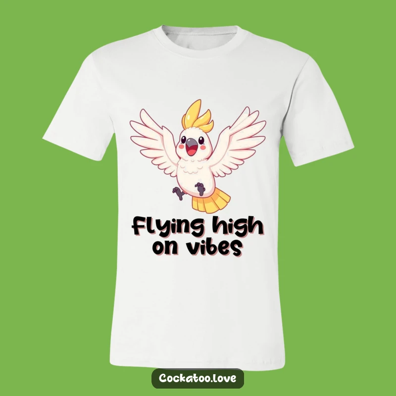 Funny Cockatoo Leaping T-Shirt A Joyful Wings Outstretched Bird Tee