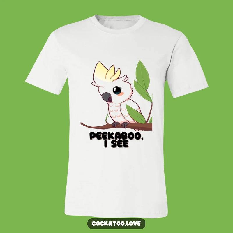 Funny Curious Cockatoo Leaf T-Shirt: Playful Birdie Apparel Gift
