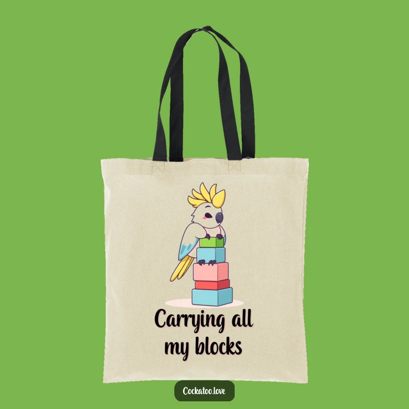 Funny Cockatoo Block Tower Tote Bag - Carry Your Laughs in Style