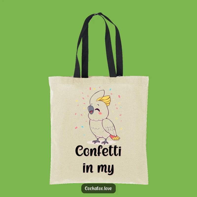 Funny Cockatoo Confetti Tote Bag: Carry the Celebration, Your Funny Gift!